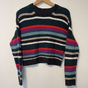 American Eagle Stripes Cropped Knit Sweater Size XS